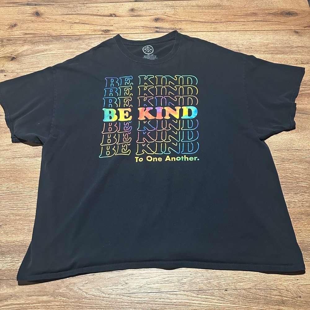 DXM Be Kind To One Another Black Rainbow Graphic T-Shirt Mens‎ 3XL
